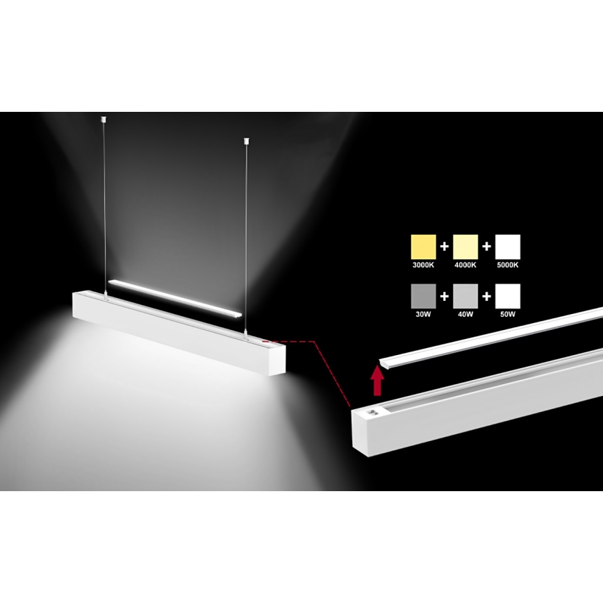 Sinclair - LED Stropné svietidlo LSM LED/40W/230V 3000K/4000K/5000K 120 cm strieborná