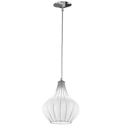 SIRU - Luster na lanku AURIGA 1xE14/40W/230V pr. 26 cm matný chróm/biela benátske sklo