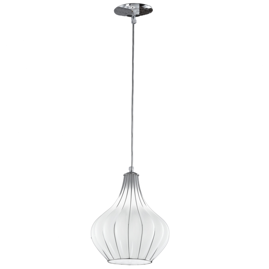 SIRU - Luster na lanku AURIGA 1xE14/40W/230V pr. 26 cm matný chróm/biela benátske sklo