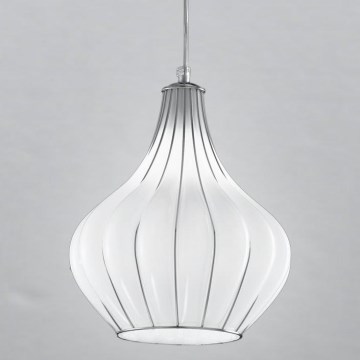 SIRU - Luster na lanku AURIGA 1xE14/40W/230V pr. 26 cm matný chróm/biela benátske sklo