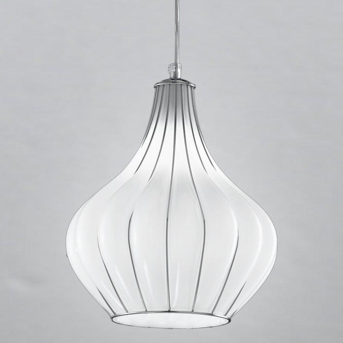 SIRU - Luster na lanku AURIGA 1xE14/40W/230V pr. 26 cm matný chróm/biela benátske sklo