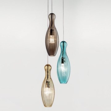 SIRU - Luster na lanku BIRILLO 3xE14/40W/230V hnedá/tyrkysová/béžová benátske sklo