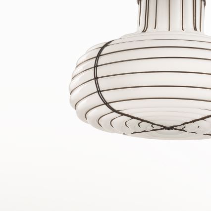 SIRU - Luster na lanku CHAPEAU 2xE14/40W/230V matný chróm/biela benátske sklo