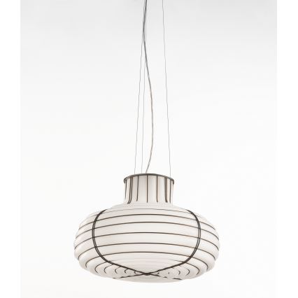 SIRU - Luster na lanku CHAPEAU 2xE14/40W/230V matný chróm/biela benátske sklo
