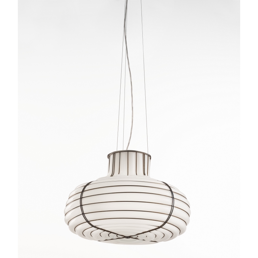 SIRU - Luster na lanku CHAPEAU 2xE14/40W/230V matný chróm/biela benátske sklo