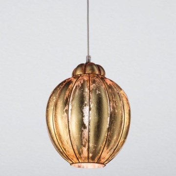 SIRU - Luster na lanku FOGLIA ORO 1xE27/60W/230V pr. 25 cm zlatá benátske sklo/zlatý