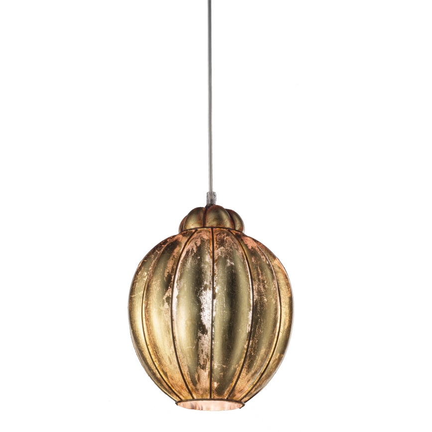 SIRU - Luster na lanku FOGLIA ORO 1xE27/60W/230V pr. 25 cm zlatá benátske sklo/zlatý