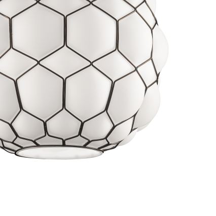 SIRU - Luster na lanku GALAPAGOS 1xE27/60W/230V čierna/biela benátske sklo