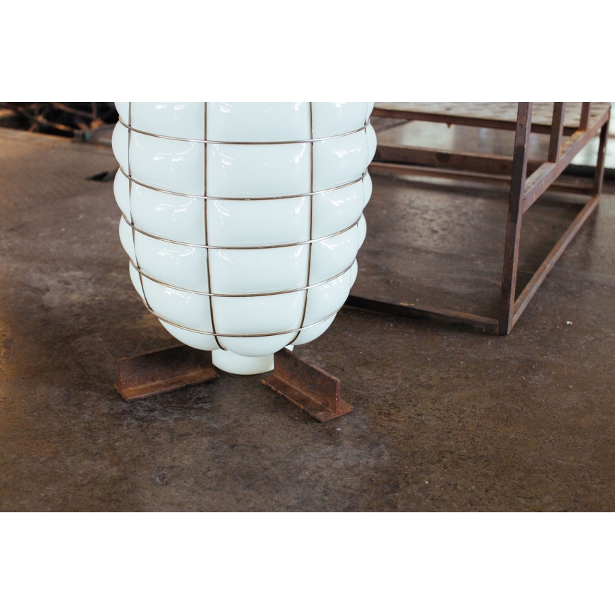 SIRU - Luster na lanku LANTERNA 1xE27/60W/230V pr. 32 cm čierna/biela benátske sklo