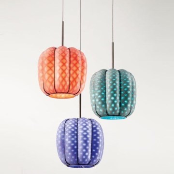 SIRU - Luster na lanku NEST 3xE27/60W/230V oranžová/modrá/zelená benátske sklo