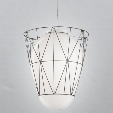 SIRU - Luster na lanku SEGNI 1xE27/60W/230V čierna/biela benátske sklo