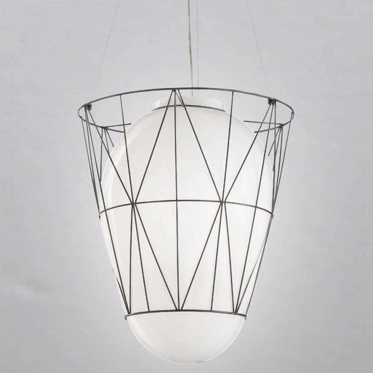 SIRU - Luster na lanku SEGNI 1xE27/60W/230V čierna/biela benátske sklo