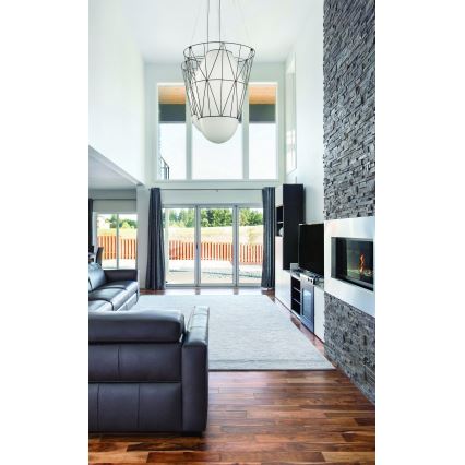 SIRU - Luster na lanku SEGNI 1xE27/60W/230V čierna/biela benátske sklo