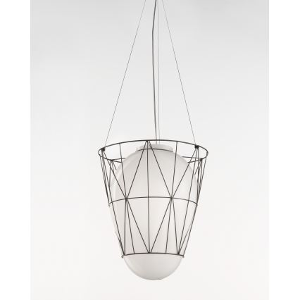 SIRU - Luster na lanku SEGNI 1xE27/60W/230V čierna/biela benátske sklo