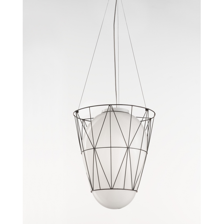 SIRU - Luster na lanku SEGNI 1xE27/60W/230V čierna/biela benátske sklo