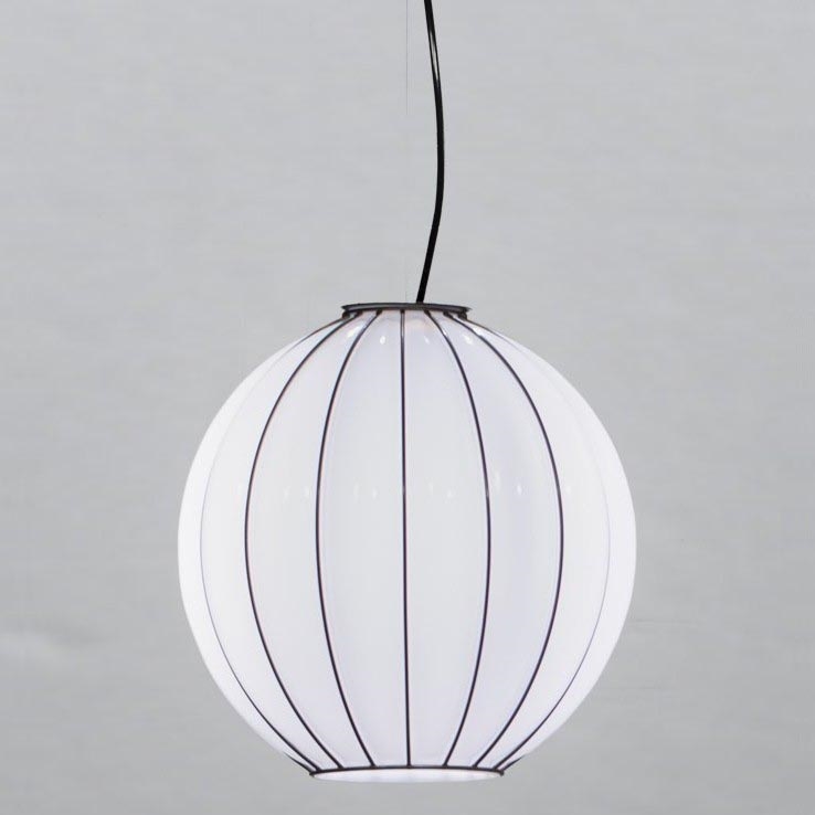 SIRU - Luster na lanku SFERA 1xE27/60W/230V pr. 42 cm čierna/biela benátske sklo