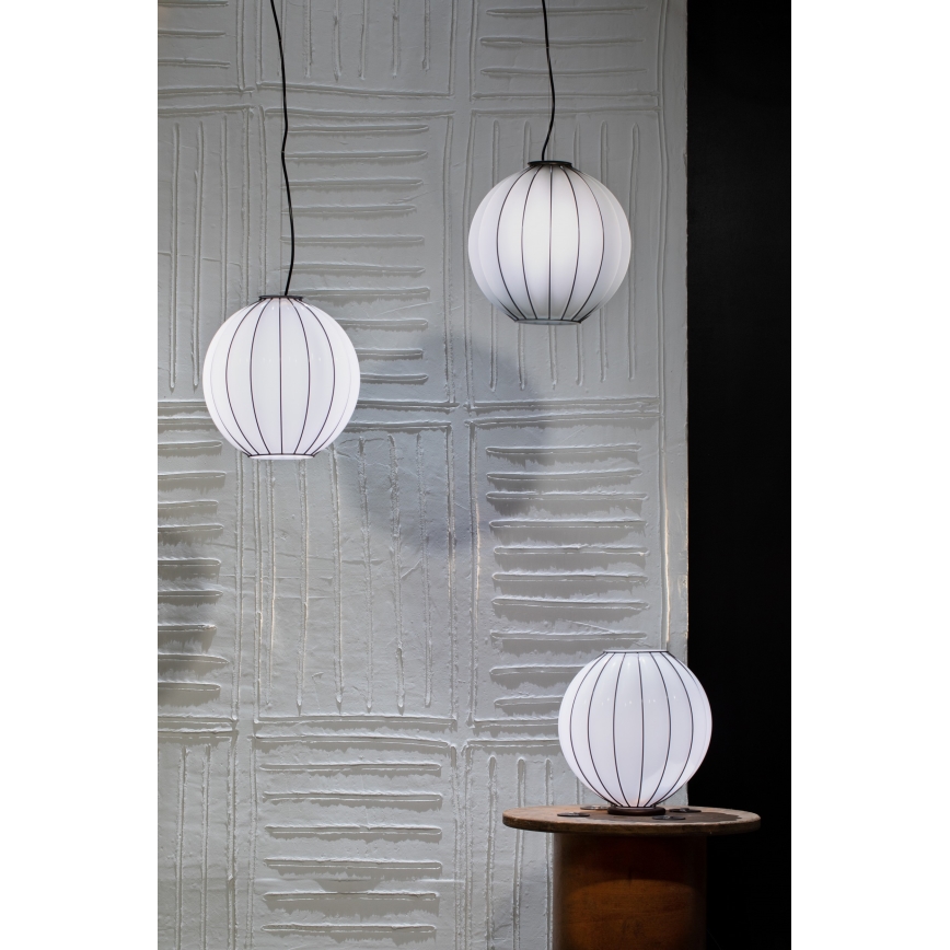 SIRU - Luster na lanku SFERA 1xE27/60W/230V pr. 42 cm čierna/biela benátske sklo