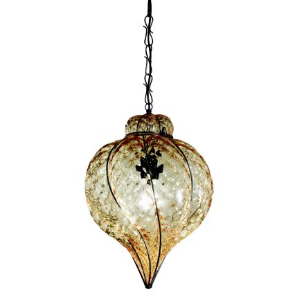 SIRU - Luster na reťazi GOCCIA 1xE27/60W/230V pr. 25 cm béžová/hnedá benátske sklo