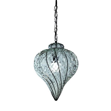 SIRU - Luster na reťazi GOCCIA 1xE27/60W/230V pr. 25 cm číra/hnedá benátske sklo