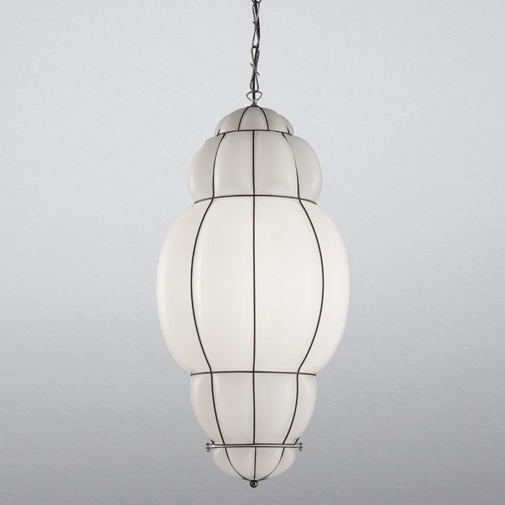 SIRU - Luster na reťazi RIVISTO 1xE27/60W/230V pr. 45 cm čierna/biela benátske sklo
