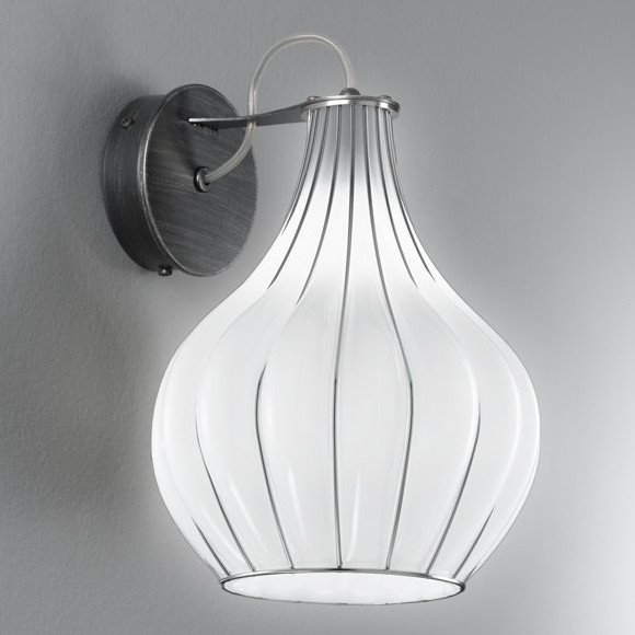 SIRU - Nástenná lampa AURIGA 1xG9/30W/230V matný chróm/biela benátske sklo