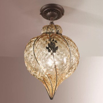 SIRU - Prisadený luster GOCCIA 1xE27/60W/230V pr. 25 cm béžová/hnedá benátske sklo
