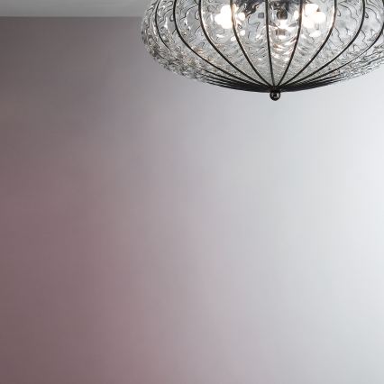 SIRU - Stropné svietidlo ACCADEMIA 3xE27/60W/230V číra/čierna benátske sklo