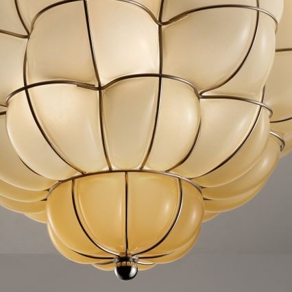 SIRU - Stropné svietidlo POUFF 3xE27/60W/230V lesklý chróm/béžová benátske sklo