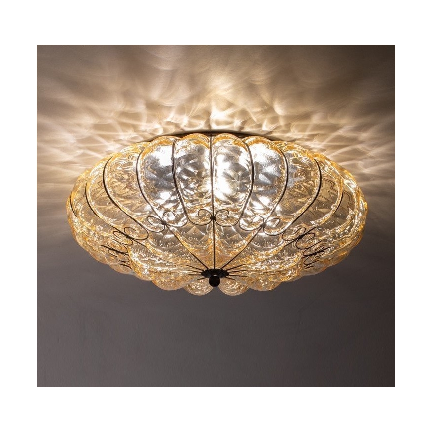 SIRU - Stropné svietidlo SOLE 3xE14/40W/230V pr. 31 cm béžová/matný chróm benátske sklo
