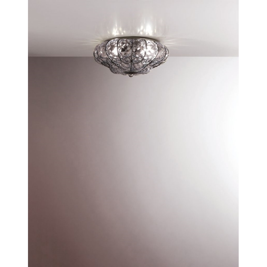 SIRU - Stropné svietidlo SOLE 3xE14/40W/230V pr. 31 cm číra/matný chróm benátske sklo