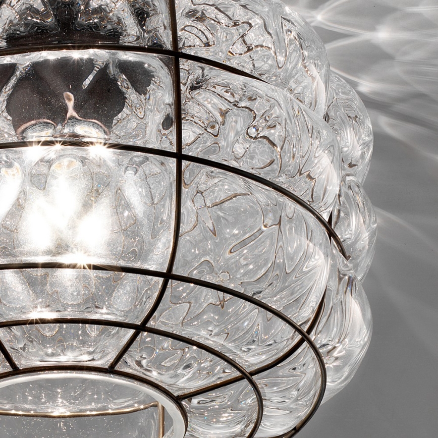 SIRU - Stropné svietidlo TERRA 1xE27/60W/230V čierna/číra benátske sklo