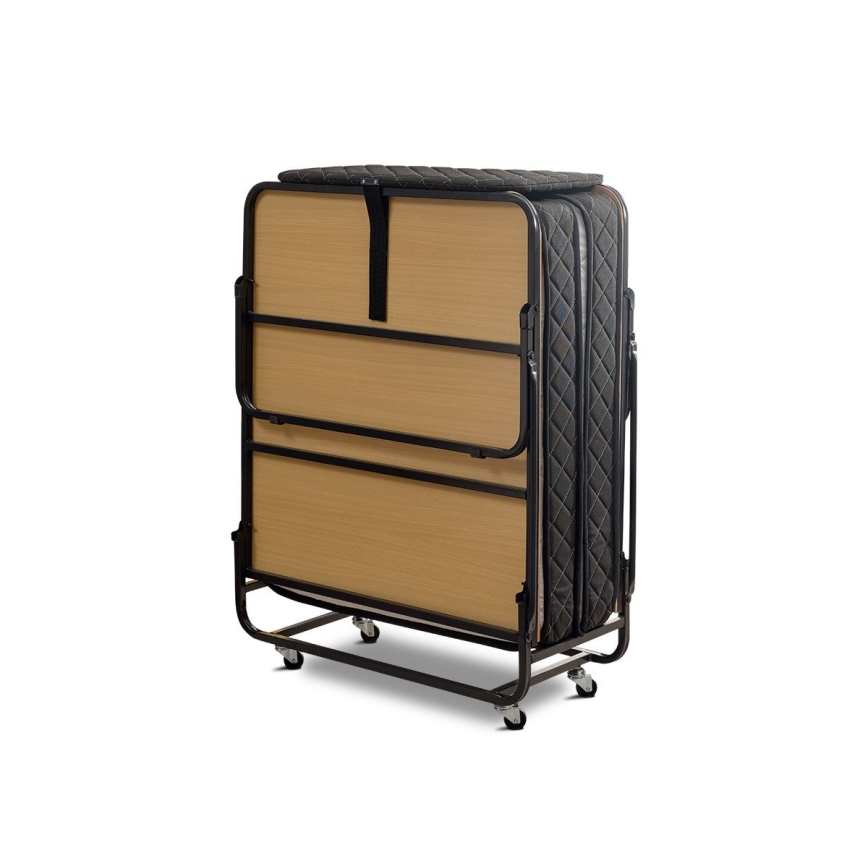 Skladacia kovová jednolôžková posteľ s matracom HERON 90x204 cm biela