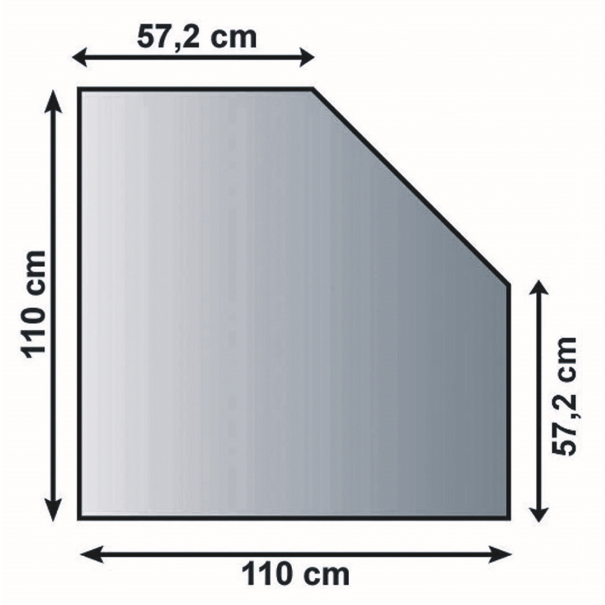 Sklo pod kachle 1100x1100x8 mm skosený štvorec
