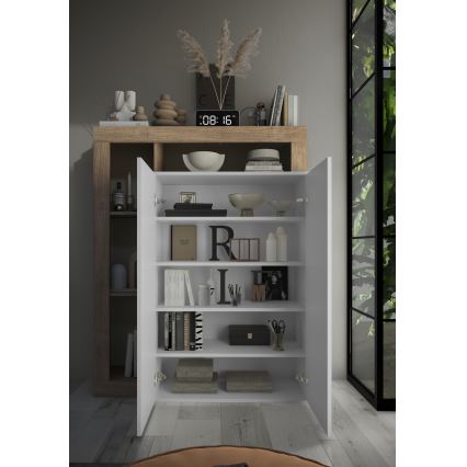 Skriňa LENOR biela/svetlý dub