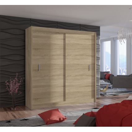 Skriňa na šaty s posuvnými dverami SAPHIRA 203x215 cm dub sonoma