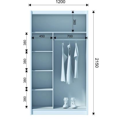 Skriňa na šaty SABRINA 120x215 cm dub woltan