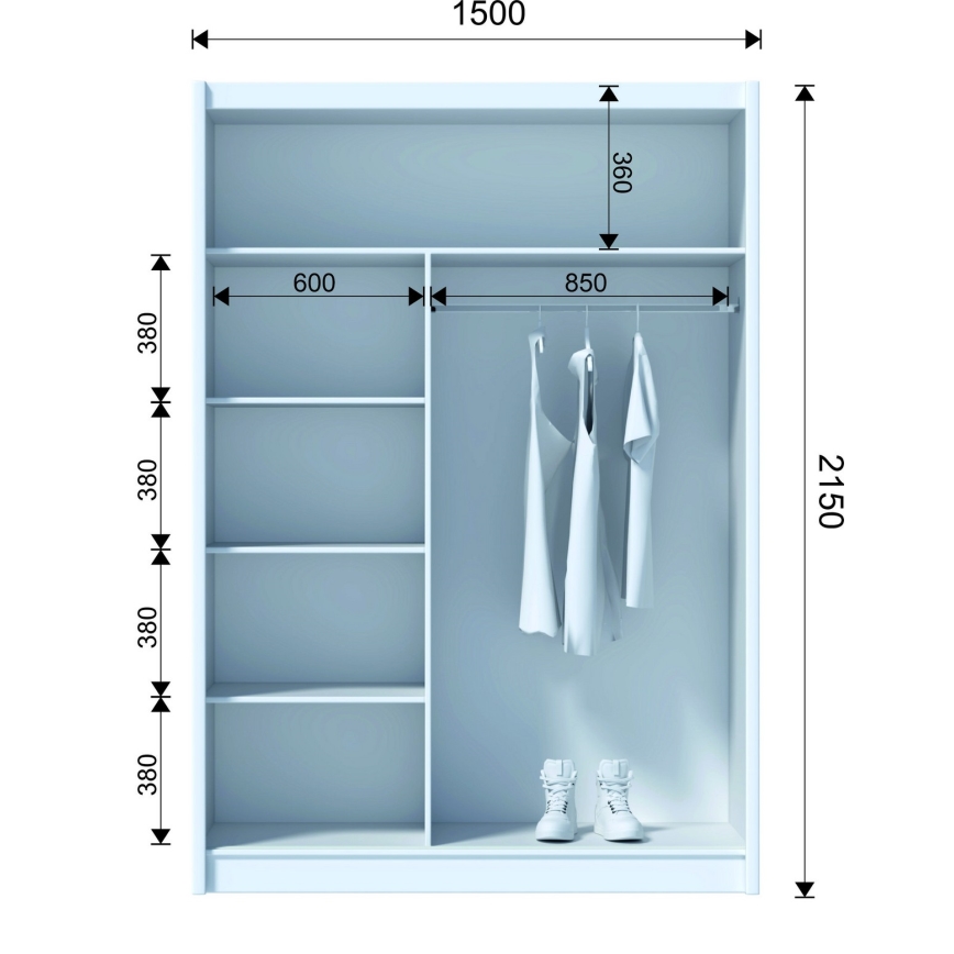 Skriňa na šaty SABRINA 150x215 cm dub woltan