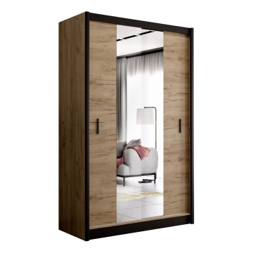 Skriňa na šaty so zrkadlom MIRO 150x215 cm dub craft/čierna