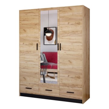 Skriňa na šaty so zrkadlom SANNA 150x215 cm dub craft