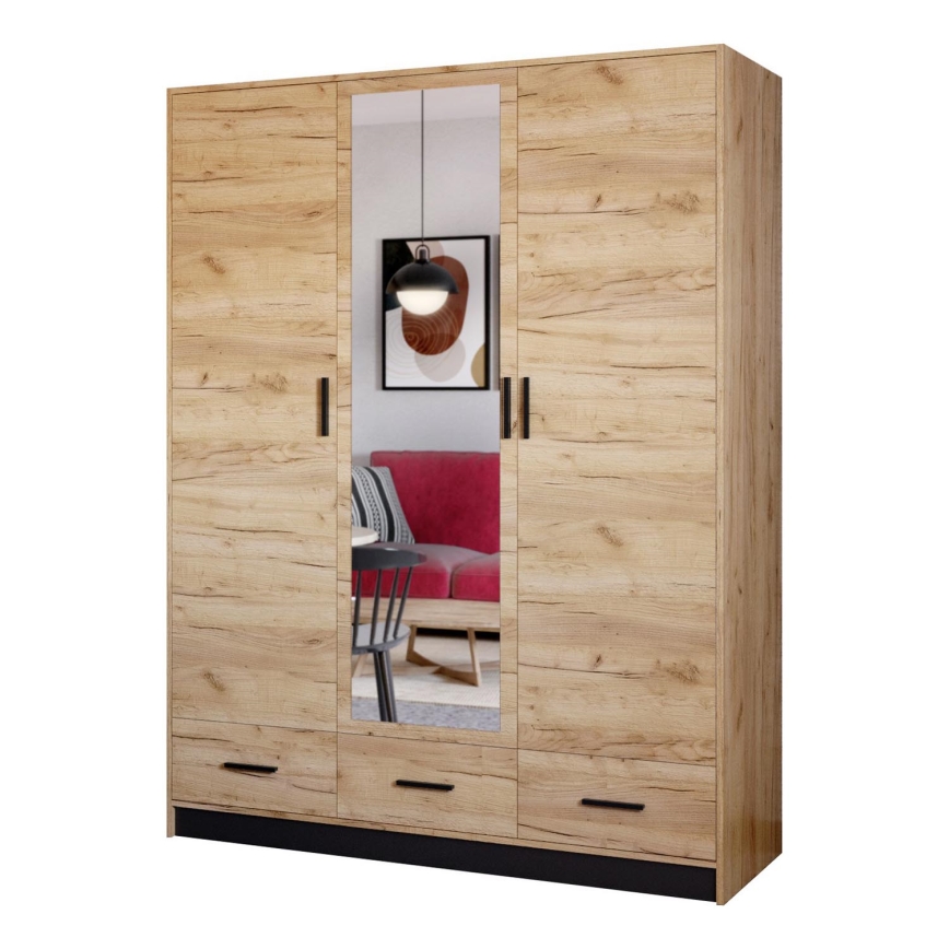 Skriňa na šaty so zrkadlom SANNA 150x215 cm dub craft
