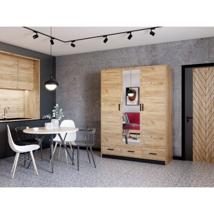 Skriňa na šaty so zrkadlom SANNA 150x215 cm dub craft