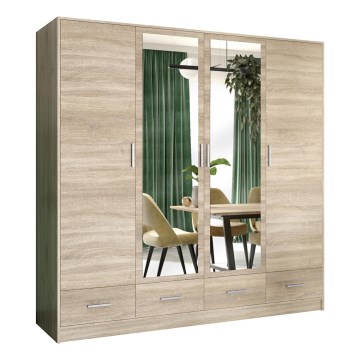 Skriňa na šaty so zrkadlom SANNA 200x215 cm dub sonoma