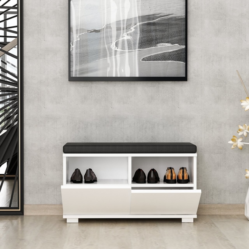 Skrinka na topánky DRAGO 42x80 cm biela/čierna