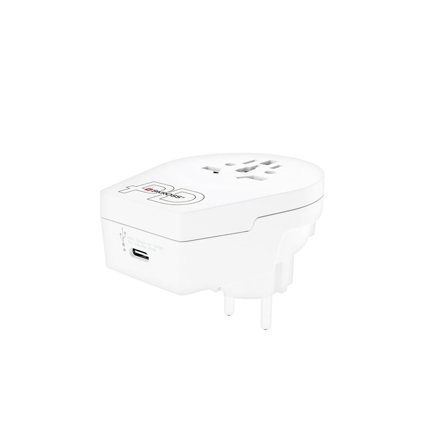 Cestovný adaptér Europe USB C20PD pre cudzincov v ČR, USB-C 20W typ E/F