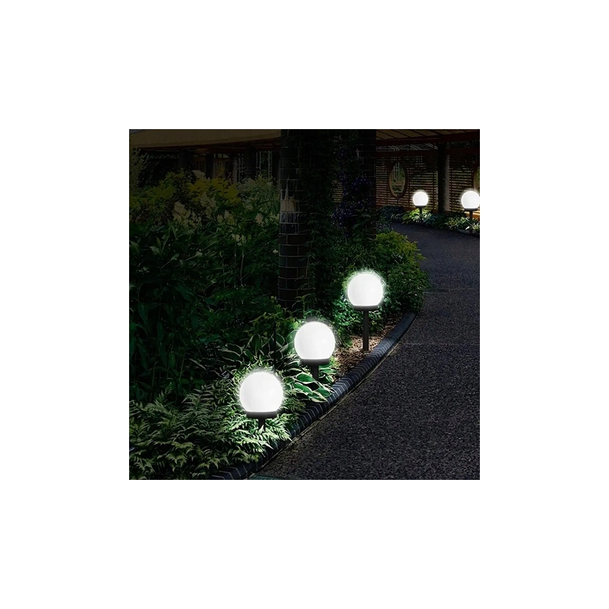 Solárna LED lampa, 1,2 V, 6500 K, 200 mAh, priemer 20 cm, IP44, biela/čierna