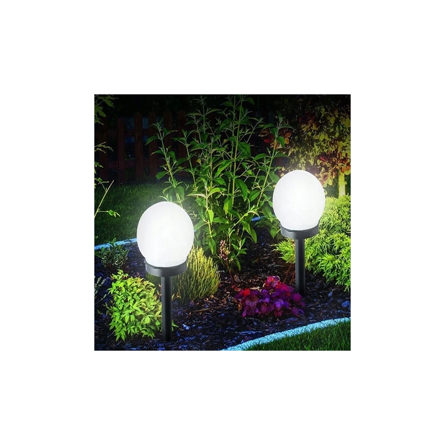 Solárna LED lampa, 1,2 V, 6500 K, 200 mAh, priemer 20 cm, IP44, biela/čierna