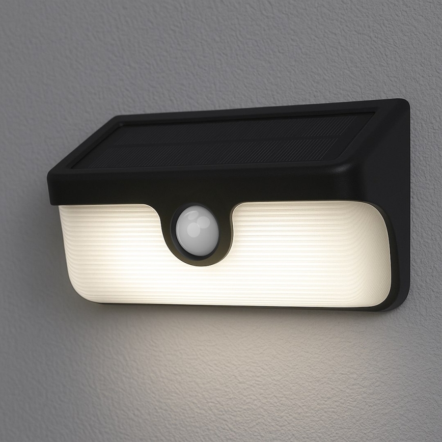 Solárne LED nástenné svietidlo so senzorom LINK LED/5W/3,7V 2000 mAh IP65 čierna