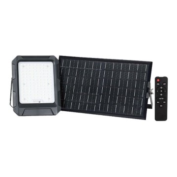 Solárny LED reflektor LED/15W/3,7V IP65 4000K 12000 mAh čierny + diaľkové ovládanie