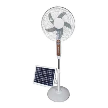 Solárny stojanový ventilátor 15 W / 4 V / 230 V 120 cm biely