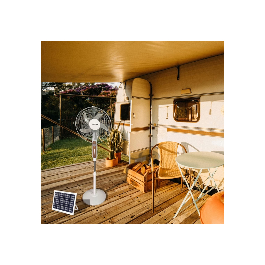 Solárny stojanový ventilátor 15 W / 4 V / 230 V 120 cm biely